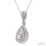 Silver Pear Shape Diamond Pendant