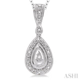 Silver Pear Shape Diamond Pendant