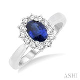 Oval Shape Gemstone & Diamond Ring