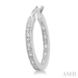 1/10 Ctw Round Cut Diamond Hoop Earrings in Sterling Silver