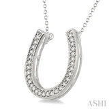 1/10 Ctw Round Cut Diamond Horseshoe Pendant in Sterling Silver with Chain