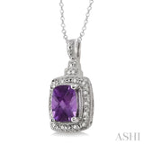 Silver Gemstone & Diamond Pendant