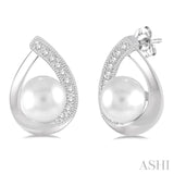 Silver Pearl & Diamond Earrings