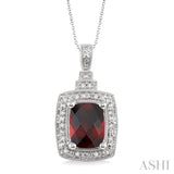 Silver Gemstone & Diamond Pendant