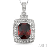 Silver Gemstone & Diamond Pendant