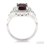 Silver Gemstone & Diamond Ring