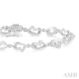 1/20 Ctw Heart Shape Round Cut Diamond Bracelet in Sterling Silver