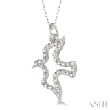 1/6 Ctw Round Cut Diamond Dove Petite Pendant in 14K White Gold with Chain
