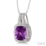 Silver Gemstone & Diamond Pendant