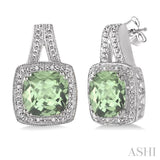 Silver Gemstone & Diamond Earrings