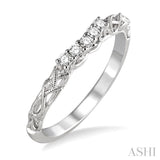 1/10 Ctw Round Cut Diamond Wedding Band in 14K White Gold