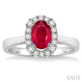 Oval Shape Gemstone & Diamond Ring