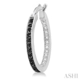 Silver Black Diamond Hoop Earrings