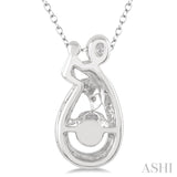 Silver Mom & Child Emotion Diamond Pendant