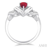 Silver Heart Shape Gemstone & Diamond Fashion Ring