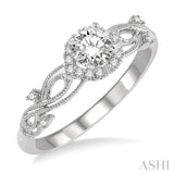 1/3 Ctw Diamond Engagement Ring with 1/5 Ct Round Cut Center Stone in 14K White Gold