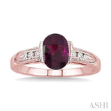 Oval Shape Gemstone & Diamond Ring