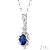 Oval Shape Gemstone & Diamond Pendant