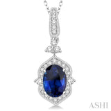 Oval Shape Gemstone & Diamond Pendant