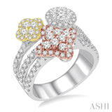 1 1/2 Ctw Diamond Lovebright Ring in 14K Tri Color Gold