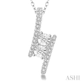 Silver 2 Stone Diamond Pendant