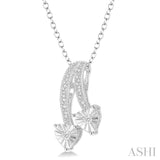 Silver Heart Shape 2 Stone Diamond Fashion Pendant