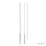 1/10 Ctw Vertical Bar Round Cut Diamond Threader Earrings in 10K White Gold