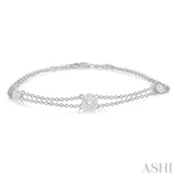 1/2 Ctw Round Cut Diamond Lovebright Double Link Chain Bracelet in 14K White Gold