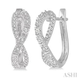 1/6 Ctw Entwined Round Cut Diamond Hoop Earrings in 10K White Gold