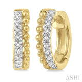 1/10 Ctw Circular Bead & Round Cut Bead Bijoux Diamond Huggie Petite Earrings in 10K Yellow Gold