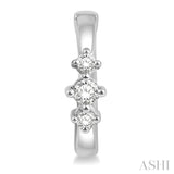 1/6 Ctw Three Stone Round Cut Diamond Huggie Petite Earrings in 10K White Gold