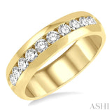 1.00 ctw Niched Center Round Cut Diamond Men's Wedding Band in 14K Yellow Gold