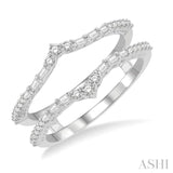 1/3 Ctw Chevron Baguette and Round Cut Diamond Insert Ring in 14K White Gold