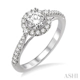 5/8 Ctw Diamond Engagement Ring with 1/4 Ct Round Cut Center Stone in 14K White Gold