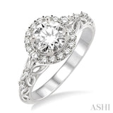 3/4 Ctw Diamond Engagement Ring with 3/8 Ct Round Cut Center Stone in 14K White Gold