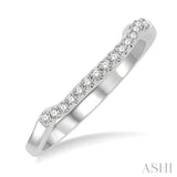 1/8 Ctw Indented Round Cut Diamond Wedding Band in 14K White Gold