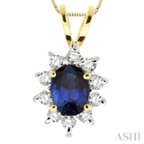 Oval Shape Gemstone & Diamond Pendant