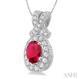 Oval Shape Gemstone & Diamond Pendant