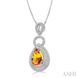 Pear Shape Gemstone & Diamond Pendant