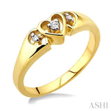 1/20 Ctw Triple Heart Round Cut Diamond Ring in 10K Yellow Gold