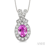 Oval Shape Gemstone & Diamond Pendant