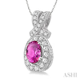 Oval Shape Gemstone & Diamond Pendant