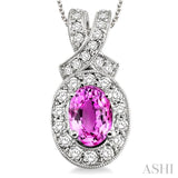 Oval Shape Gemstone & Diamond Pendant