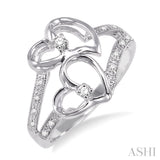 Twin Heart Shape 2 Stone Diamond Fashion Ring