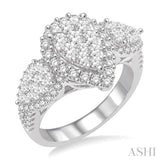 1 1/3 Ctw Diamond Lovebright Ring in 14K White Gold