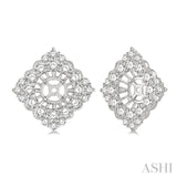 1 3/4 Ctw Rhombus Scalloped Edge Round Cut Diamond Earrings Jacket in 14K White Gold