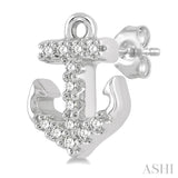 1/10 Ctw Anchor Round Cut Diamond Petite Fashion Earrings in 10K White Gold