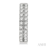 1/3 Ctw Twin Row Round Cut Diamond Petite Fashion Huggie Earrings in 14K White Gold
