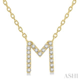 1/20 Ctw Initial 'M' Round Cut Diamond Pendant With Chain in 10K Yellow Gold