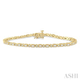 1 Ctw Baguette and Round Cut Diamond Bracelet in 14K Yellow Gold